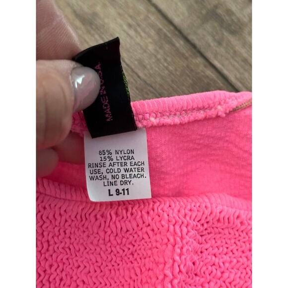 Vintage 80s Raisins Pink High Waist Summer Swimsuit Bikini Set Size L(9-11) - Picture 4 of 6